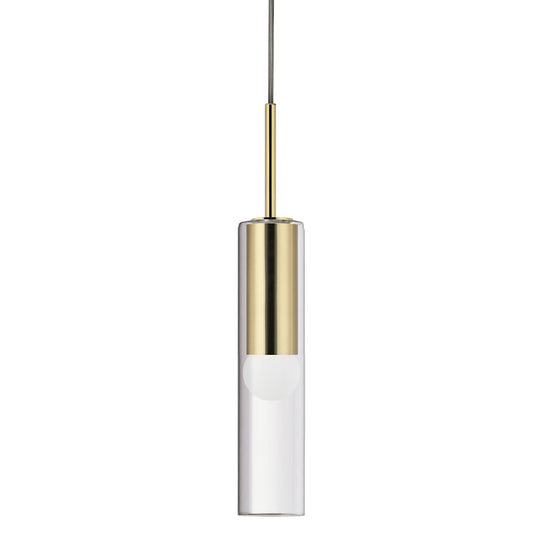 Dainolite Palmer 17in 1-Light Pendant | Modern Aged Brass and Clear Glass | Kitchen Island & Dining Room | 40W, Dimmable | Model PMR-171P-AGB