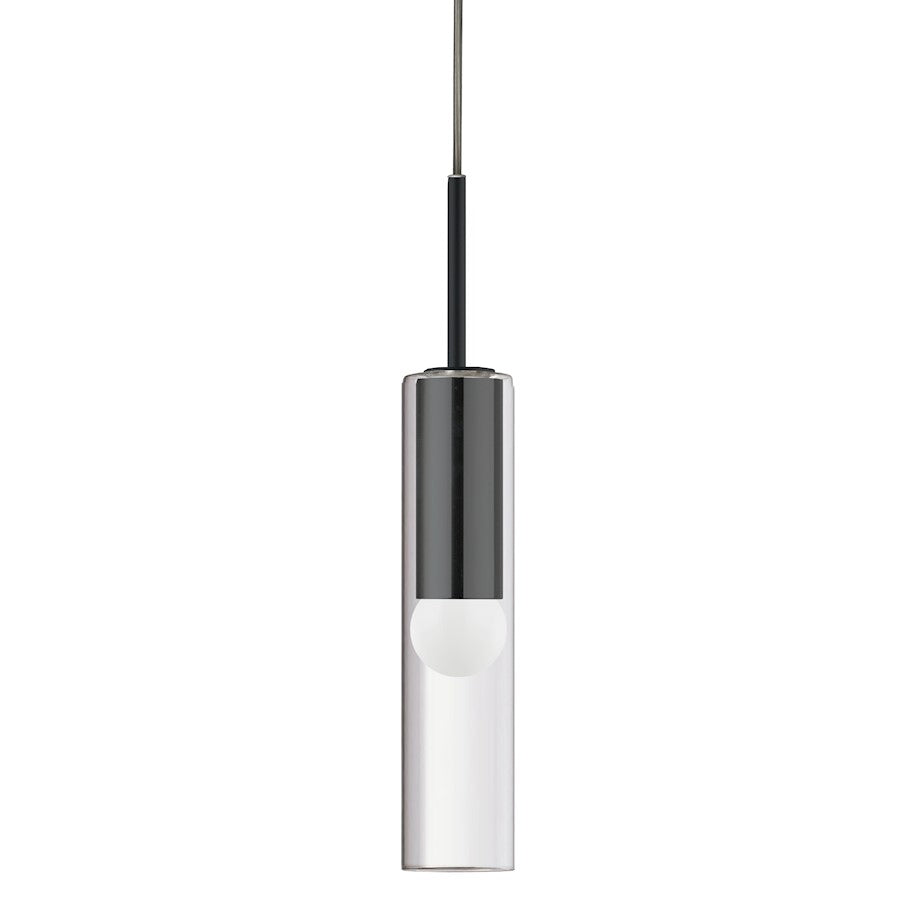 Dainolite Palmer 17in 1-Light Pendant | Modern Matte Black and Clear Glass | Kitchen Island & Dining Room | 40W, Dimmable | Model PMR-171P-MB