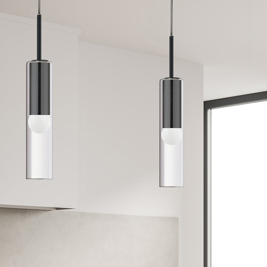 Dainolite Palmer 17in 1-Light Pendant | Modern Matte Black and Clear Glass | Kitchen Island & Dining Room | 40W, Dimmable | Model PMR-171P-MB