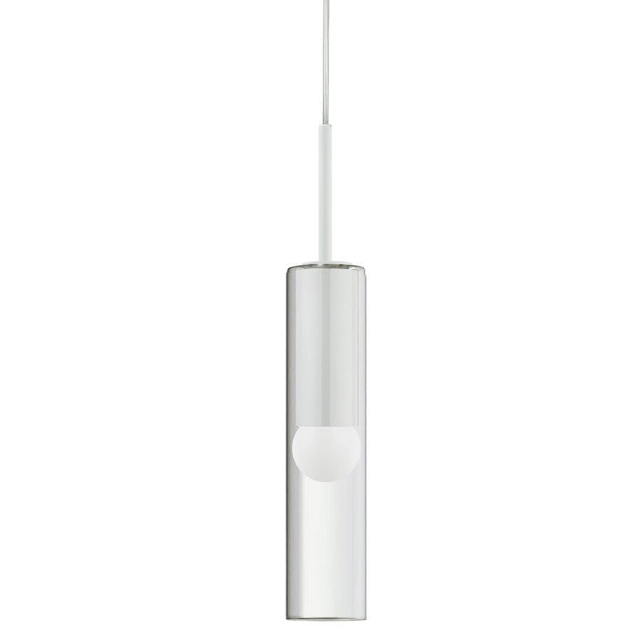Dainolite Palmer 1-Light Pendant | Modern Matte White Metal and Clear Glass | Kitchen Island & Dining Room | 3 x 3 x 17 in, Adjustable | Model PMR-171P-MW