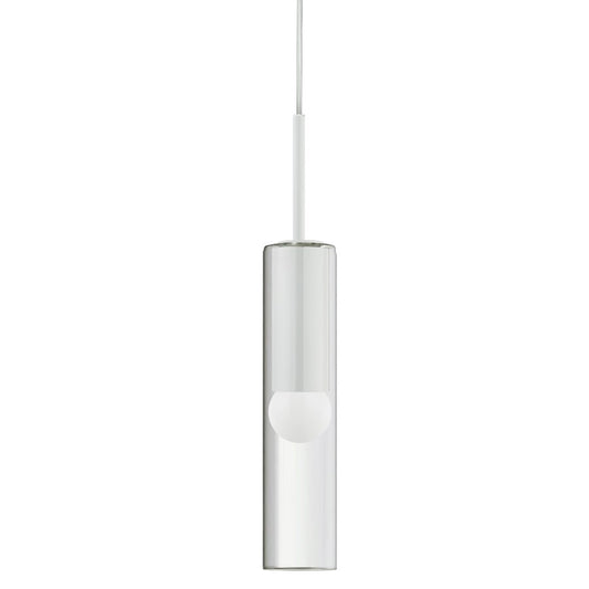 Dainolite Palmer 1-Light Pendant | Modern Matte White Metal and Clear Glass | Kitchen Island & Dining Room | 3 x 3 x 17 in, Adjustable | Model PMR-171P-MW