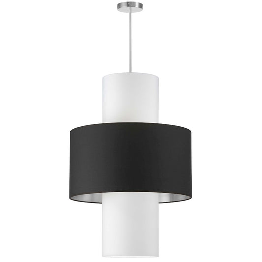 Dainolite Patrona 22in 4-Light Pendant | Contemporary Black Fabric and Polished Chrome Metal | Kitchen Island & Dining Room | Model POA-224P-PC-697-790