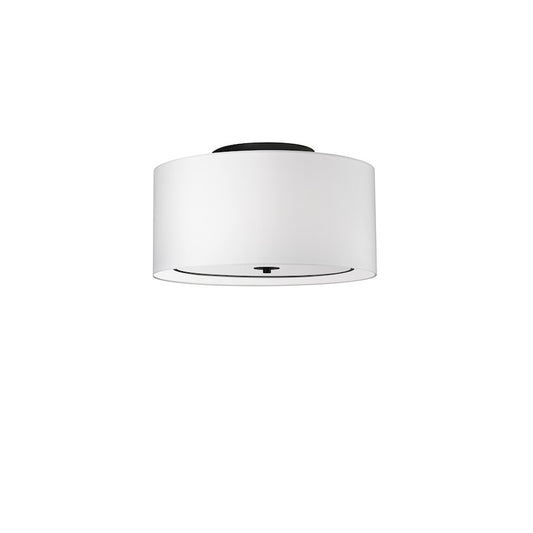 Dainolite Porscha 16in 3-Light Flush Mount | Contemporary White Fabric Shade with Matte Black Base | Bedroom & Hallway | Model POR-163FH-MB-WH