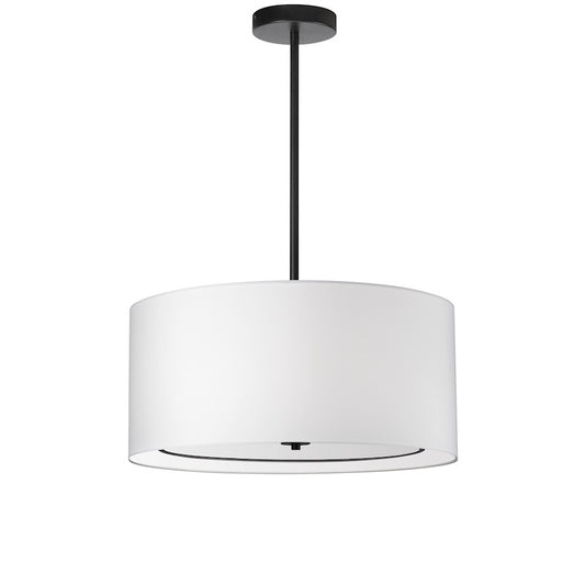 Dainolite Porscha 22in 4-Light Pendant | Contemporary White Fabric Shade with Matte Black Base | Dining Room & Kitchen Island | Model POR-224P-MB-WH