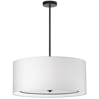 Dainolite Porscha 30in 4-Light Pendant | Contemporary White Fabric Shade with Matte Black Base | Dining Room & Great Room | Model POR-304P-MB-WH