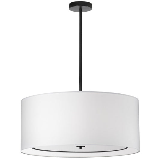 Dainolite Porscha 30in 4-Light Pendant | Contemporary White Fabric Shade with Matte Black Base | Dining Room & Great Room | Model POR-304P-MB-WH