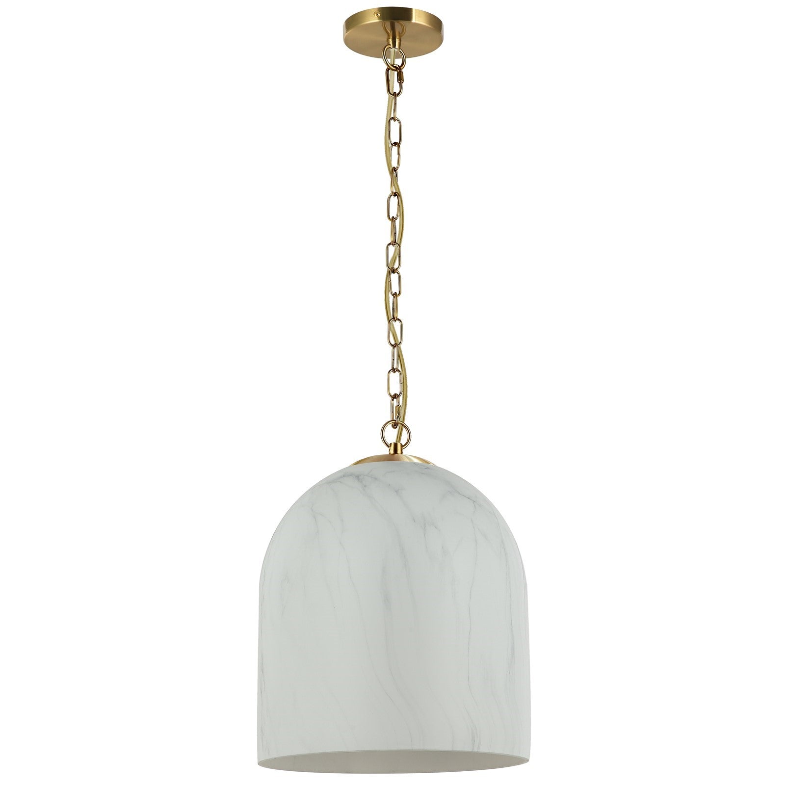 Dainolite Patrice 12in 1-Light Pendant | Industrial Aged Brass Metal and Faux Alabaster Glass | Kitchen Island & Dining Room | 12 x | Model PRC-121P-AGB