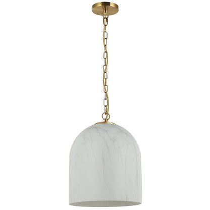 Dainolite Patrice 12in 1-Light Pendant | Industrial Aged Brass Metal and Faux Alabaster Glass | Kitchen Island & Dining Room | 12 x | Model PRC-121P-AGB