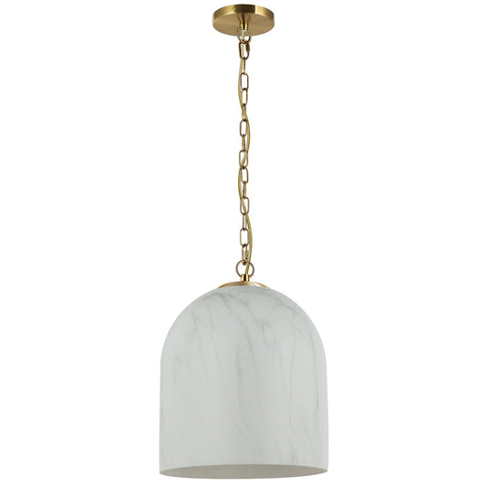 Dainolite Patrice 12in 1-Light Pendant | Industrial Aged Brass Metal and Faux Alabaster Glass | Kitchen Island & Dining Room | 12 x | Model PRC-121P-AGB