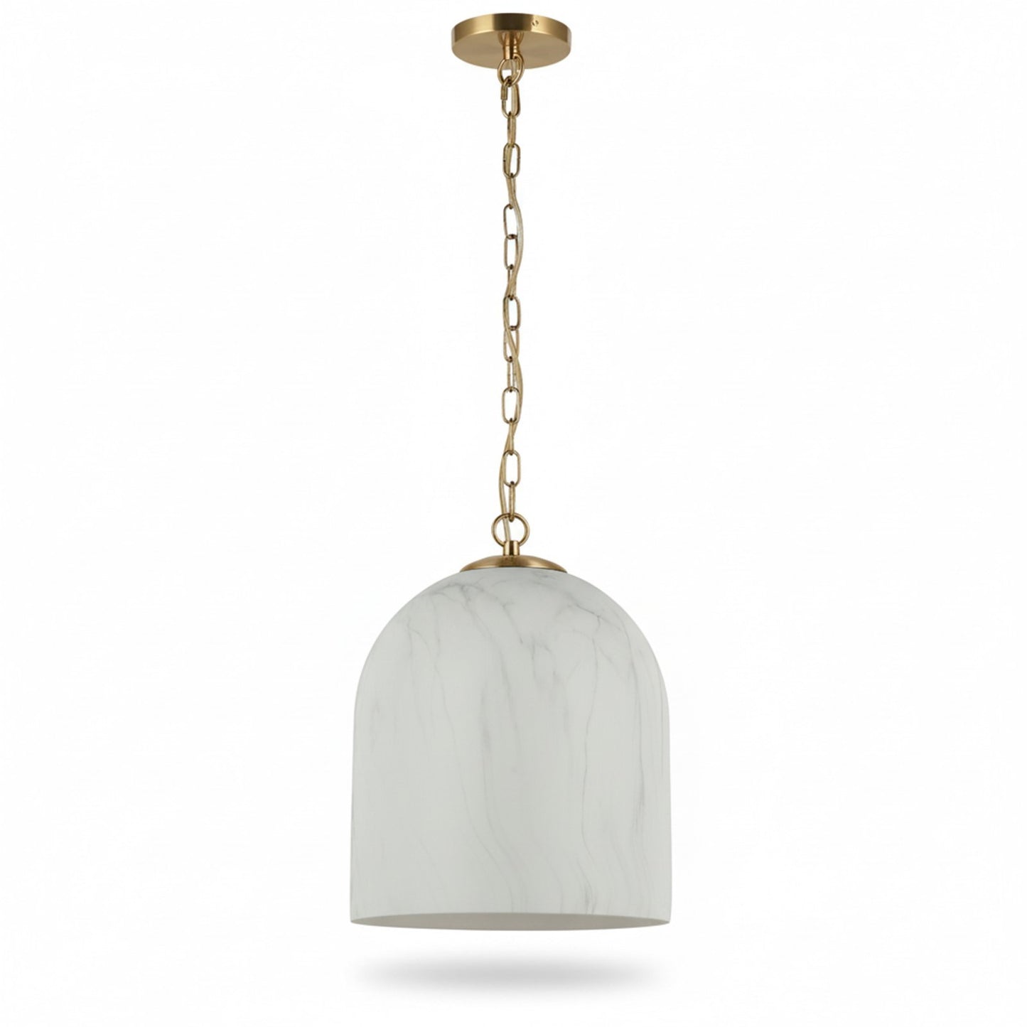 Dainolite Patrice 12in 1-Light Pendant | Industrial Aged Brass Metal and Faux Alabaster Glass | Kitchen Island & Dining Room | 12 x | Model PRC-121P-AGB