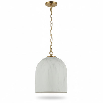 Dainolite Patrice 12in 1-Light Pendant | Industrial Aged Brass Metal and Faux Alabaster Glass | Kitchen Island & Dining Room | 12 x | Model PRC-121P-AGB