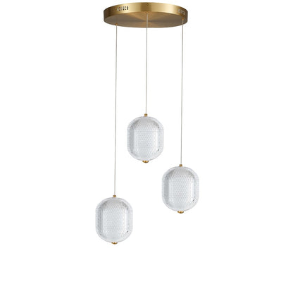 Dainolite Peri 12in 3-Light Multi Pendant | Contemporary Aged Brass and Clear Acrylic | Dining Room & Kitchen | Model PRI-1222LEDP-AGB