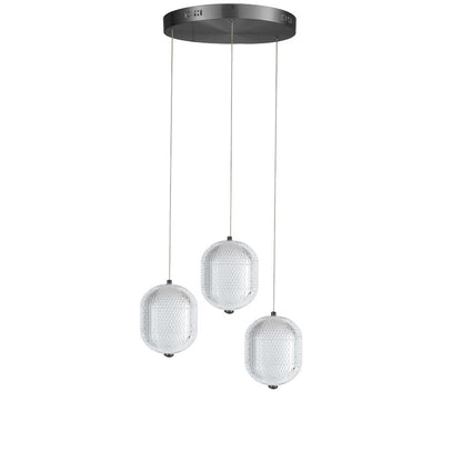 Dainolite Peri 12in 3-Light LED Multi Pendant | Contemporary Matte Black and Clear Acrylic | Kitchen Island & Dining Room | Model PRI-1222LEDP-MB