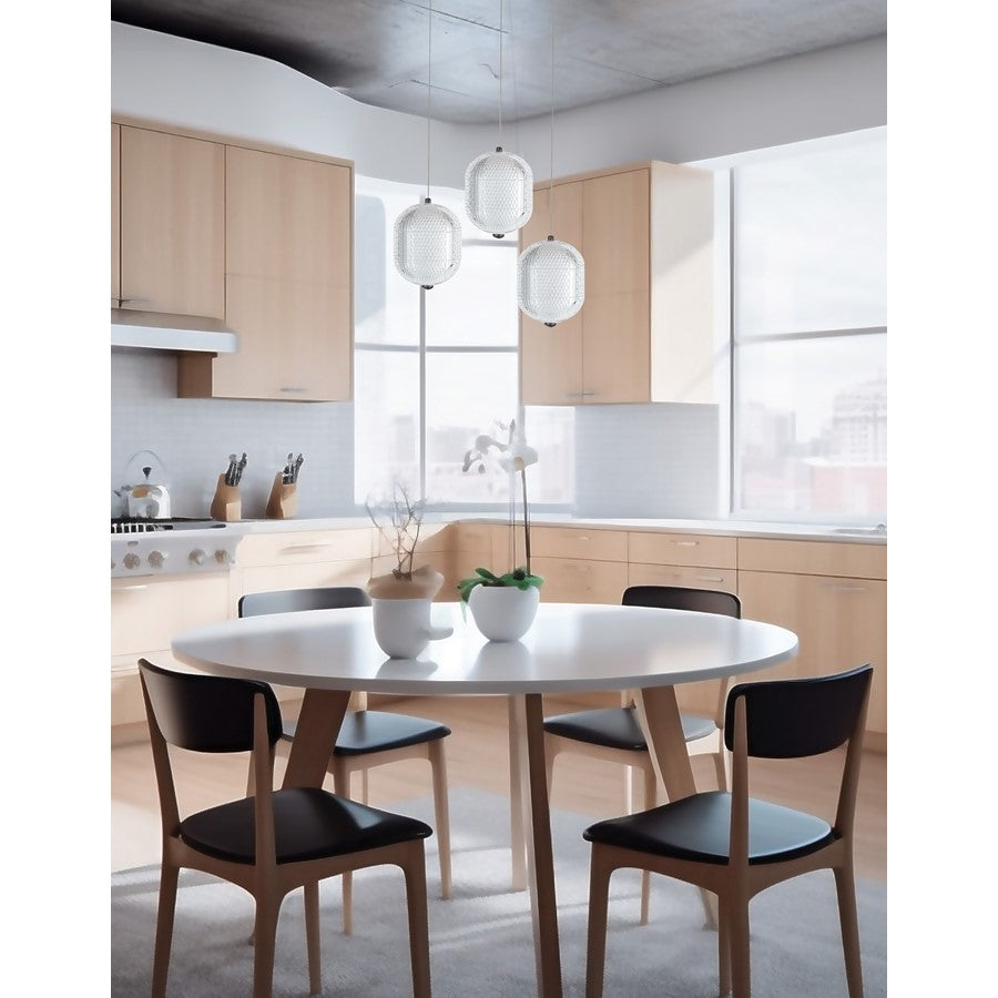 Dainolite Peri 12in 3-Light LED Multi Pendant | Contemporary Matte Black and Clear Acrylic | Kitchen Island & Dining Room | Model PRI-1222LEDP-MB