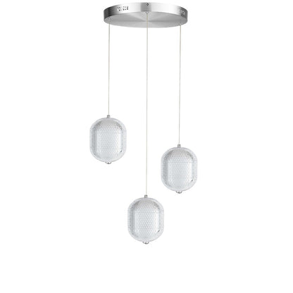 Dainolite Peri 15in 3-Light LED Multi Pendant | Contemporary Polished Chrome and Clear Acrylic | Kitchen Island & Dining Room | Model PRI-1222LEDP-PC