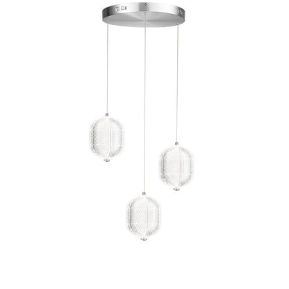 Dainolite Peri 15in 3-Light LED Multi Pendant | Contemporary Polished Chrome and Clear Acrylic | Kitchen Island & Dining Room | Model PRI-1222LEDP-PC