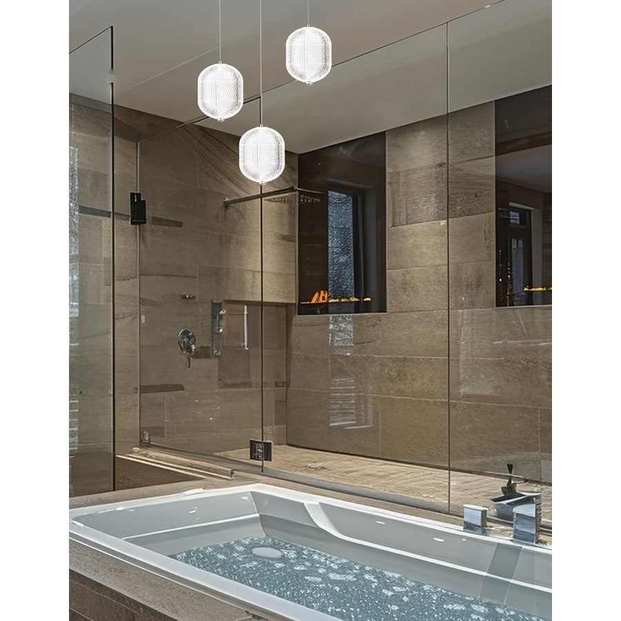 Dainolite Peri 15in 3-Light LED Multi Pendant | Contemporary Polished Chrome and Clear Acrylic | Kitchen Island & Dining Room | Model PRI-1222LEDP-PC
