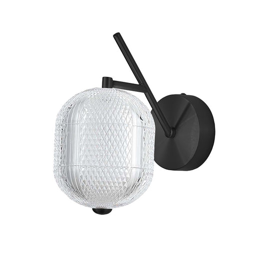 Dainolite Peri 1-Light LED Wall Sconce | Contemporary Matte Black and Clear Acrylic | Hallway & Foyer Accent | 6 x 10 x 10 in | Model PRI-137LEDW-MB