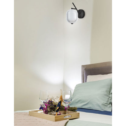 Dainolite Peri 1-Light LED Wall Sconce | Contemporary Matte Black and Clear Acrylic | Hallway & Foyer Accent | 6 x 10 x 10 in | Model PRI-137LEDW-MB