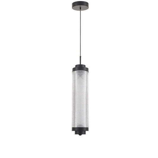 Dainolite Peri 19in 1-Light LED Pendant | Contemporary Matte Black and Clear Acrylic | Kitchen Island & Dining Room | Model PRI-1916LEDP-MB