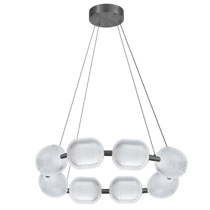 Dainolite Peri 32in 8-Light LED Chandelier | Contemporary Matte Black and Clear Acrylic | Dining Room & Foyer | 32 x 32 x 6 in | Model PRI-3256LEDP-MB
