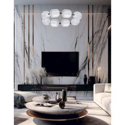 Dainolite Peri 32in 8-Light LED Chandelier | Contemporary Matte Black and Clear Acrylic | Dining Room & Foyer | 32 x 32 x 6 in | Model PRI-3256LEDP-MB