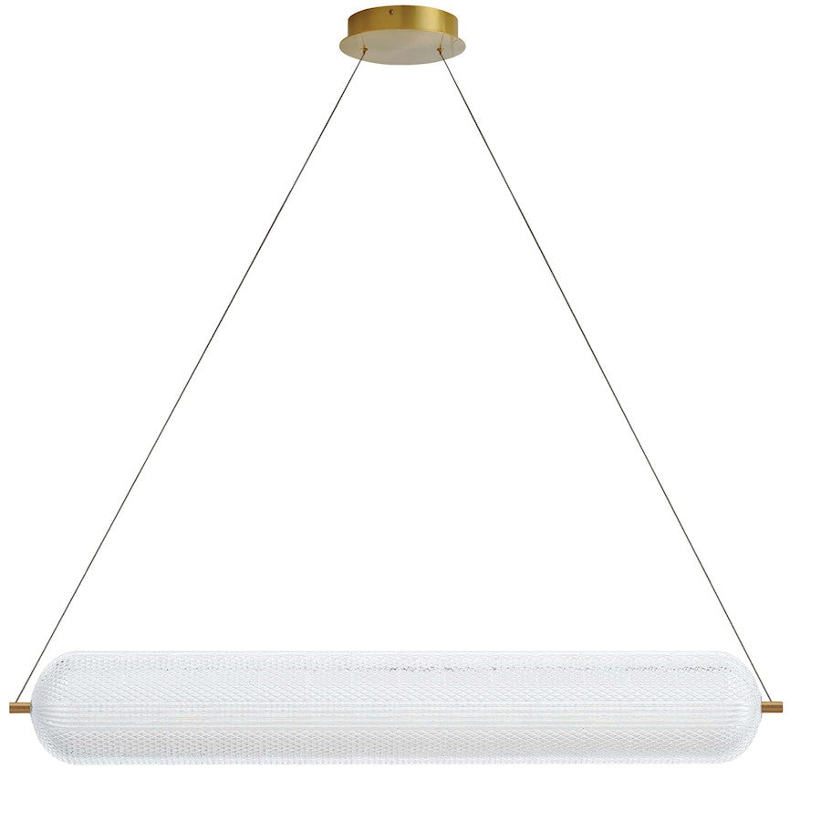 Dainolite Peri 42in 1-Light LED Pendant | Contemporary Aged Brass and Clear Acrylic | Kitchen Island & Dining Room | Model PRI-4236LEDHP-AGB
