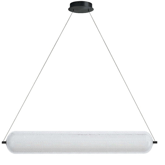 Dainolite Peri 42in 1-Light LED Pendant | Contemporary Matte Black and Clear Acrylic | Kitchen Island & Dining Room | Model PRI-4236LEDHP-MB