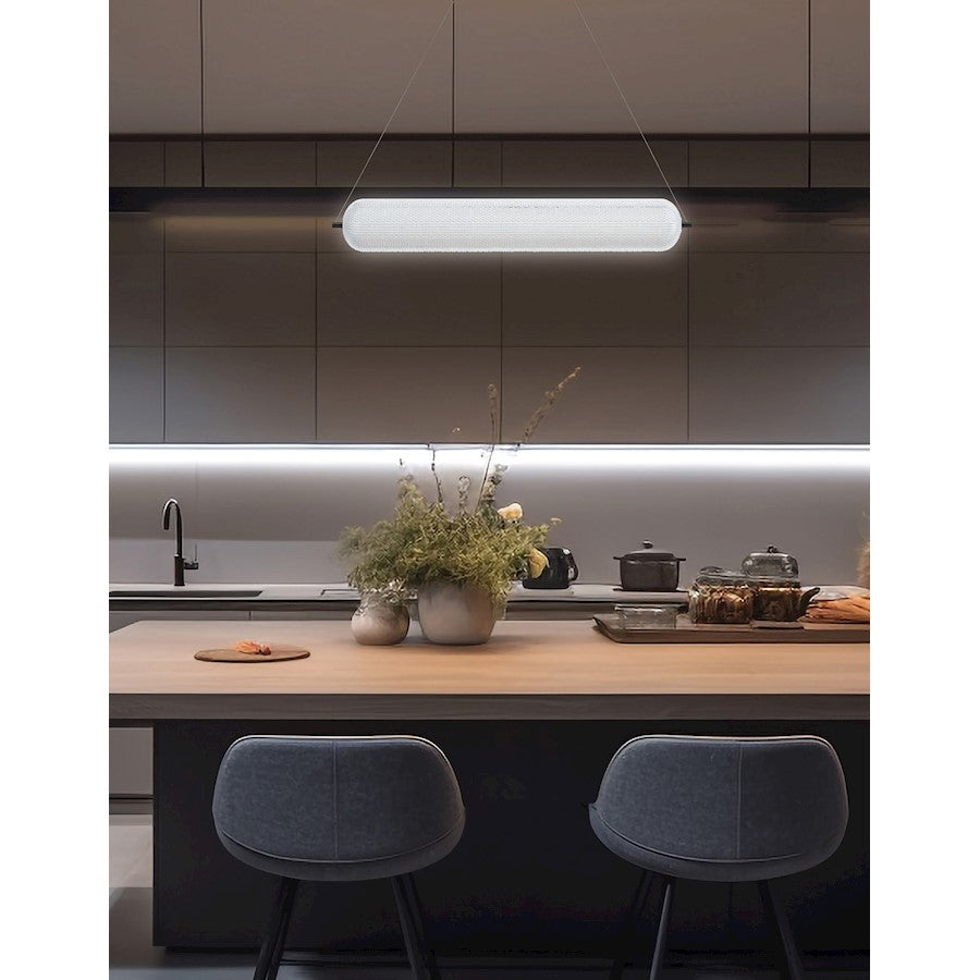 Dainolite Peri 42in 1-Light LED Pendant | Contemporary Matte Black and Clear Acrylic | Kitchen Island & Dining Room | Model PRI-4236LEDHP-MB