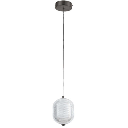 Dainolite Peri 6in 1-Light LED Pendant | Contemporary Matte Black and Clear Acrylic | Kitchen & Dining Room | 6 x 6 x 10 in | Model PRI-67LEDP-MB