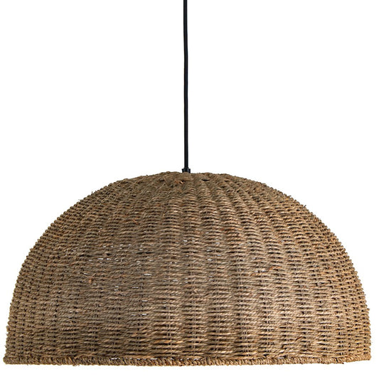 Dainolite Pourel 24in 3-Light Pendant | Transitional Natural Seagrass and Matte Black Metal | Kitchen Island & Dining Room | Model PRL-241P-NAT