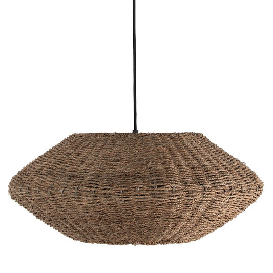 Dainolite Pourel 24in 3-Light Pendant | Transitional Natural Seagrass and Matte Black Metal | Kitchen Island & Dining Room | Model PRL-243P-NAT