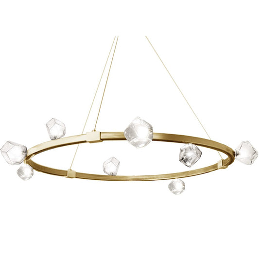 Dainolite Pearlene 42in 12-Light Chandelier | Contemporary Aged Brass and Clear Glass | Foyer & Living Room | 42 x 42 x 13 in | Model PRN-4212C-AGB