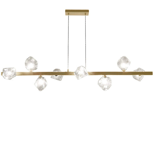 Dainolite Pearlene 54in 8-Light Pendant | Aged Brass and Clear Glass | Kitchen Island & Dining Room | 54 x 12.75 x 12.75 in | Model PRN-548HP-AGB