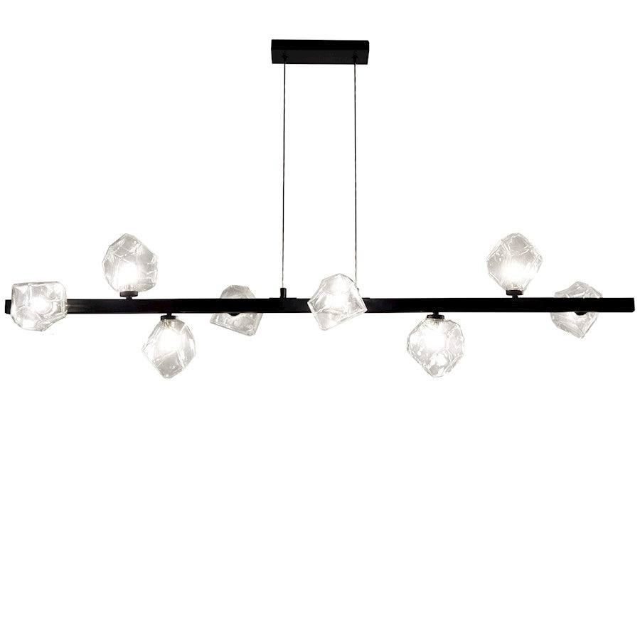 Dainolite Pearlene 54in 8-Light Pendant | Matte Black and Clear Glass | Kitchen Island & Dining Room | 54 x 12.75 x 12.75 in | Model PRN-548HP-MB