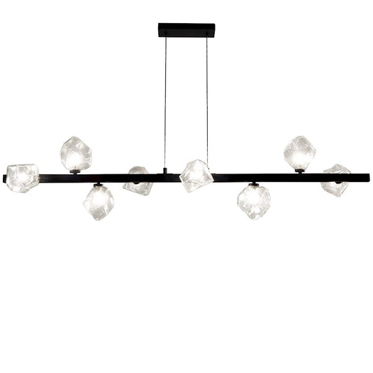 Dainolite Pearlene 54in 8-Light Pendant | Matte Black and Clear Glass | Kitchen Island & Dining Room | 54 x 12.75 x 12.75 in | Model PRN-548HP-MB