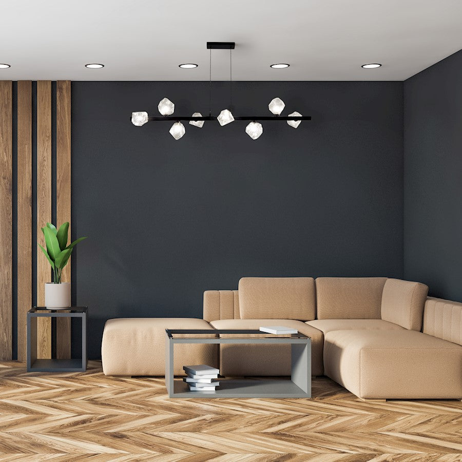 Dainolite Pearlene 54in 8-Light Pendant | Matte Black and Clear Glass | Kitchen Island & Dining Room | 54 x 12.75 x 12.75 in | Model PRN-548HP-MB