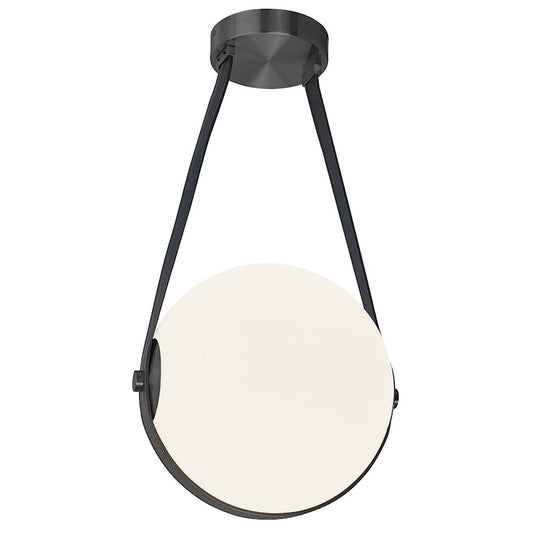 Dainolite Persis 12in 1-Light Pendant | Modern Matte Black and White Glass | Kitchen Island & Dining Room | Model PRS-1215LEDP-MB