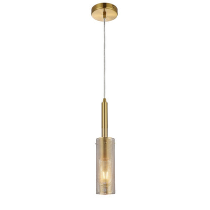 Dainolite Percy 15in 1-Light Pendant | Modern Aged Brass Metal Cylinder | Kitchen Island & Bar | 3 x 3 x 15.25 in | Model PRY-MM-AGB