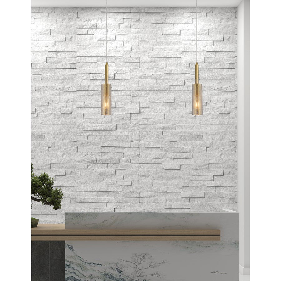 Dainolite Percy 15in 1-Light Pendant | Modern Aged Brass Metal Cylinder | Kitchen Island & Bar | 3 x 3 x 15.25 in | Model PRY-MM-AGB