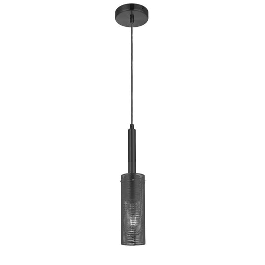 Dainolite Percy 15in 1-Light Pendant | Modern Matte Black Metal Cylinder | Kitchen Island & Bar | 3 x 3 x 15.25 in | Model PRY-MM-MB
