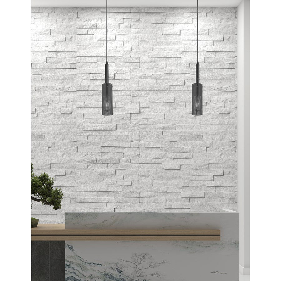 Dainolite Percy 15in 1-Light Pendant | Modern Matte Black Metal Cylinder | Kitchen Island & Bar | 3 x 3 x 15.25 in | Model PRY-MM-MB