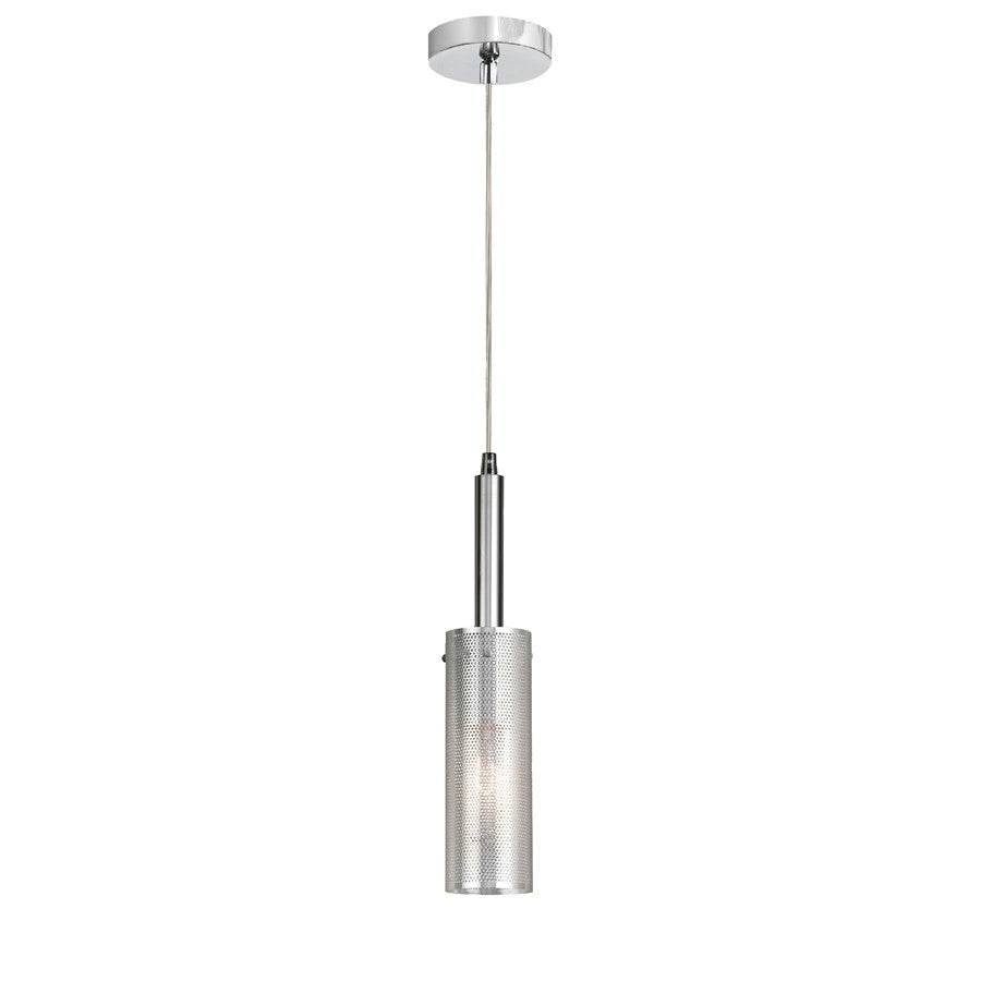 Dainolite Percy 3in 1-Light Pendant | Modern Polished Chrome Metal | Kitchen Island & Bar | 3 x 3 x 15 in | Model PRY-MM-PC