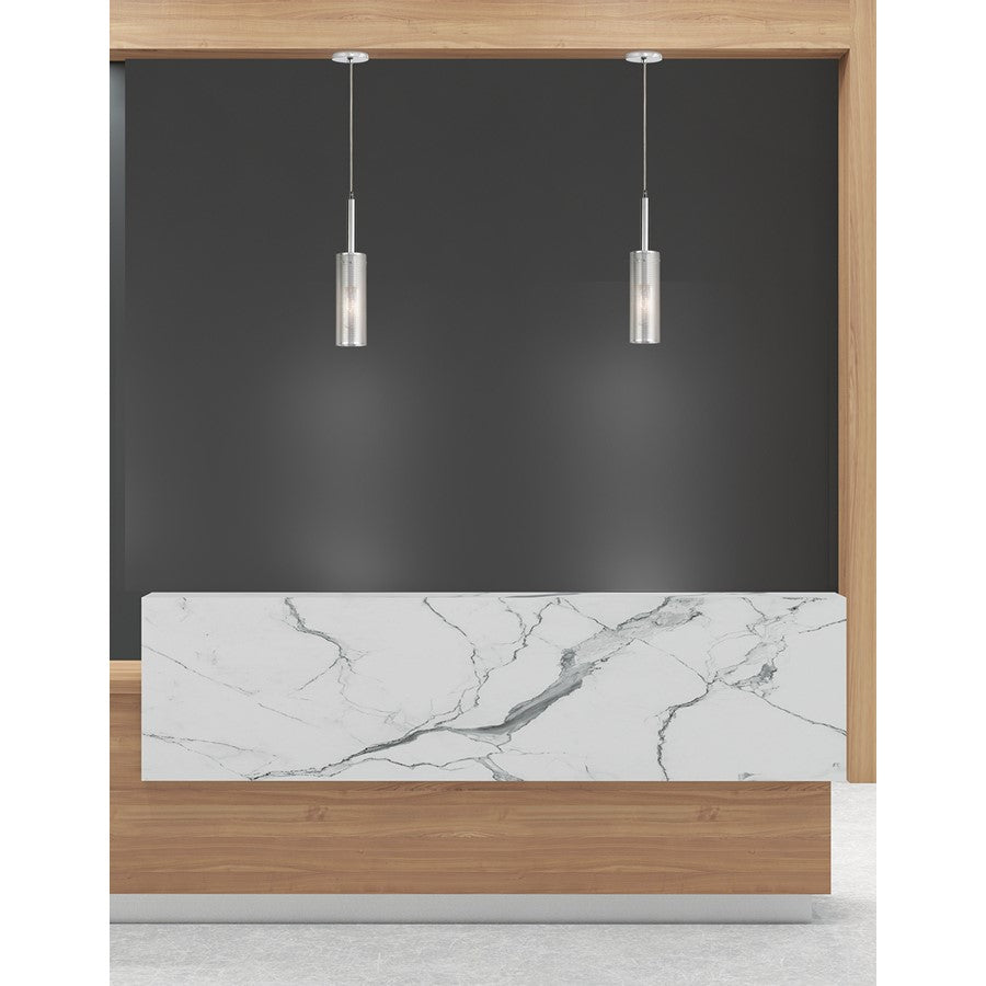 Dainolite Percy 3in 1-Light Pendant | Modern Polished Chrome Metal | Kitchen Island & Bar | 3 x 3 x 15 in | Model PRY-MM-PC