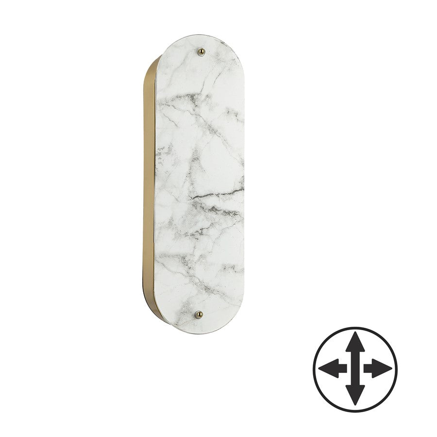 Dainolite Pascal 16in 2-Light Wall Sconce | Contemporary Aged Brass and Alabaster Faux Alabaster | Hallway & Bedroom | Model PSC-162W-AGB