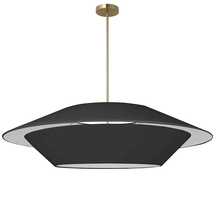 Dainolite Poseidon 36in 4-Light Pendant | Industrial Aged Brass and Black Fabric | Dining Room & Kitchen Island | 36 x 36 x 10 in | Model PSO-364P-AGB-797
