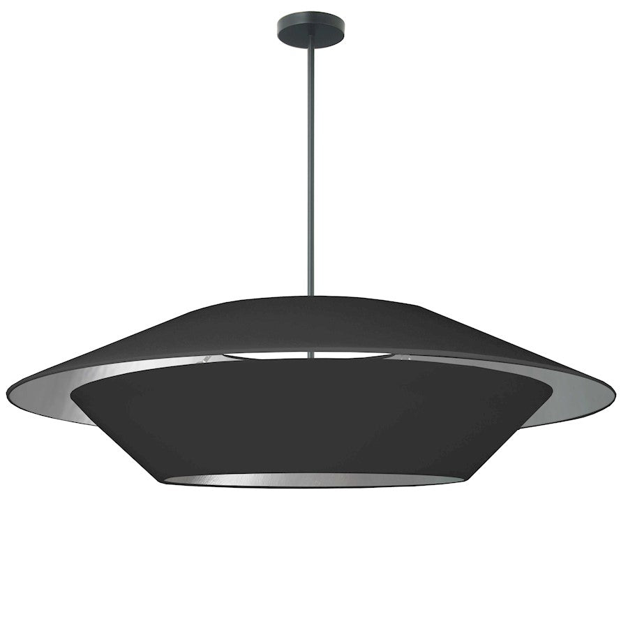 Dainolite Poseidon 36in 4-Light Pendant | Modern Matte Black Fabric and Black Fabric Shade | Kitchen Island & Dining Room | 36 x | Model PSO-364P-MB-697