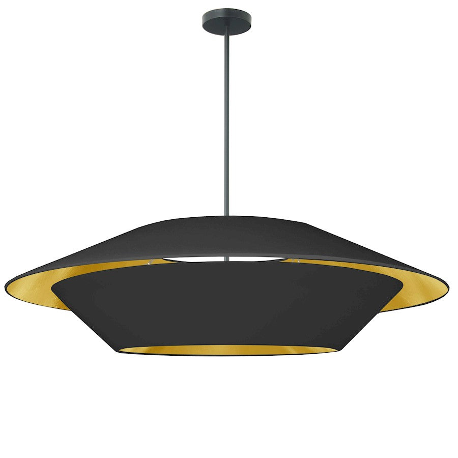 Dainolite Poseidon 36in 4-Light Pendant | Modern Matte Black Fabric and Black Fabric Tapered Drum Shade | Kitchen Island & Dining | Model PSO-364P-MB-698