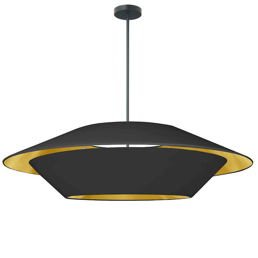 Dainolite Poseidon 36in 4-Light Pendant | Modern Matte Black Fabric and Black Fabric Tapered Drum Shade | Kitchen Island & Dining | Model PSO-364P-MB-698