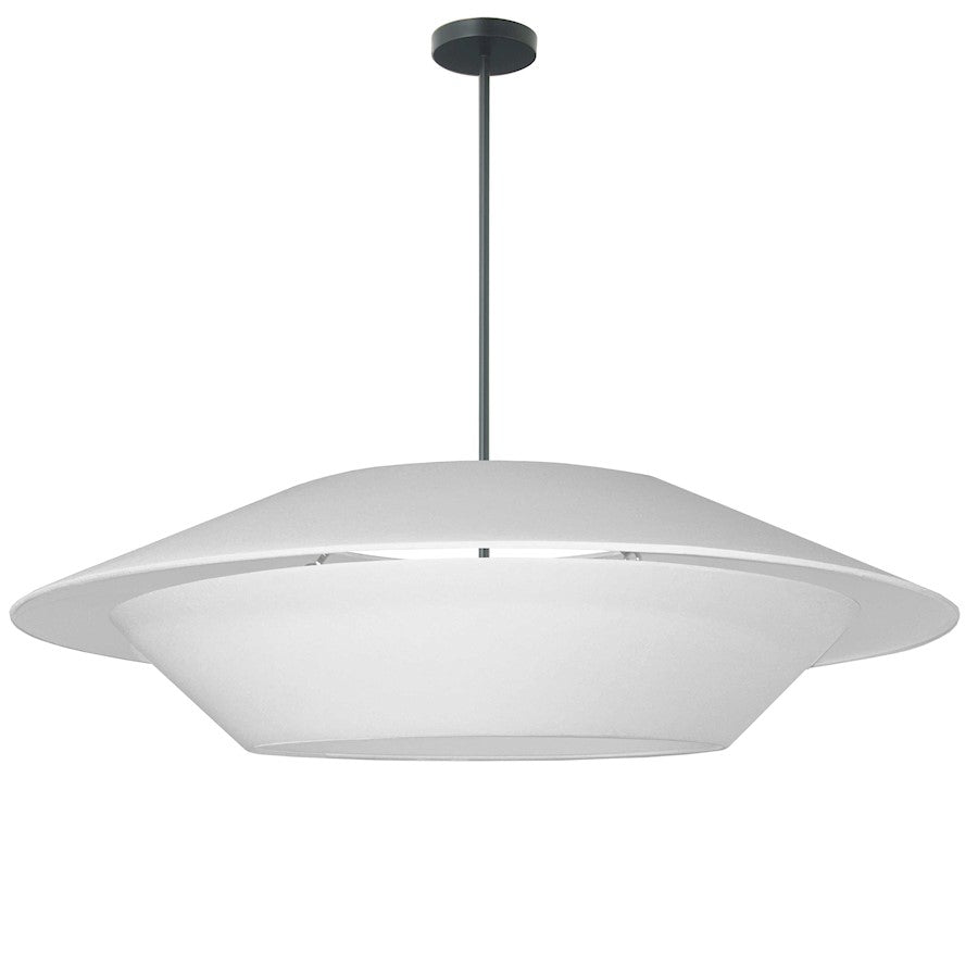 Dainolite Poseidon 36in 4-Light Pendant | Modern White Fabric and Matte Black Metal | Kitchen Island & Dining Room | 36 x 36 x 10 | Model PSO-364P-MB-790
